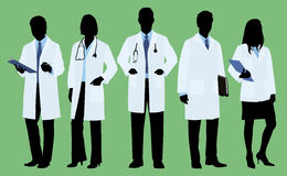 doctors-silhouette-five-both-male-female-wearing-lab-coats-some-have-stethoscopes-54058213